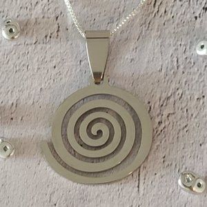 Stainless Steel Swirl Pendant on a Silver Chain